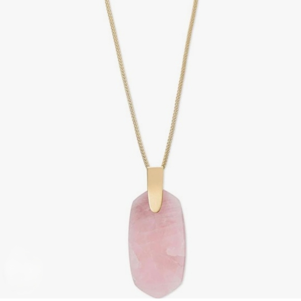 Kendra Scott Inez Gold Long In Rose Quartz Plated Brass Pendant Necklace